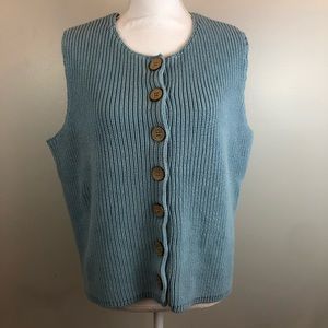 Orvis Sweater Vest Dusty Blue Button Down XL